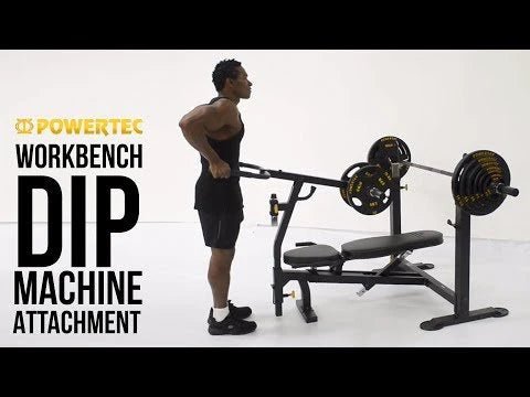 Dip Machine Attachment WB-DMA connected to Powertec Workbench aand athlete