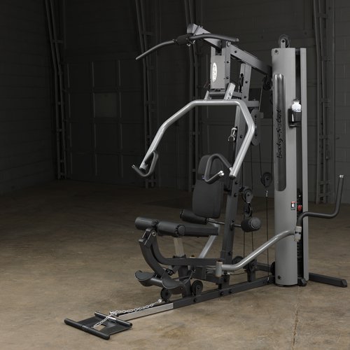 Body-Solid G5S All-In-One Home Gym, side angle view in warehouse showcasing full setup and multiple workout stations.