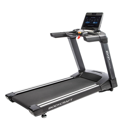 Bodycraft T800 Treadmill with 4.0 HP motor, large running surface, and advanced shock absorption technology for home and commercial use.