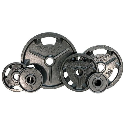 Troy VTX Cast Iron Olympic Grip Plate Set - GO-V showing all available sizes