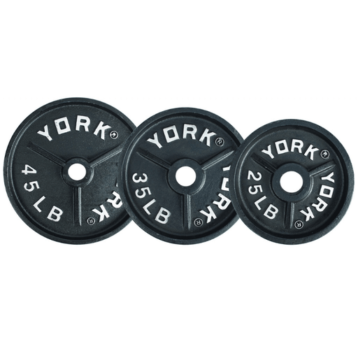 York Barbell 45 lb 35lb 25lb Deep Dish Olympic Weight Plate with cast iron construction