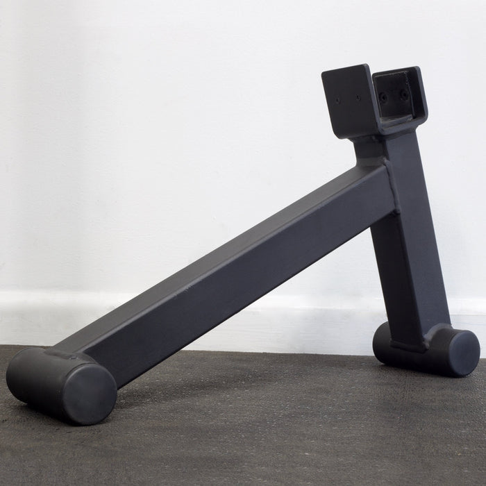 ISF Mini Deadlift Bar Jack Side View with Heavy-Duty 11-Gauge Steel Construction from back forward on rubber flooring at wall