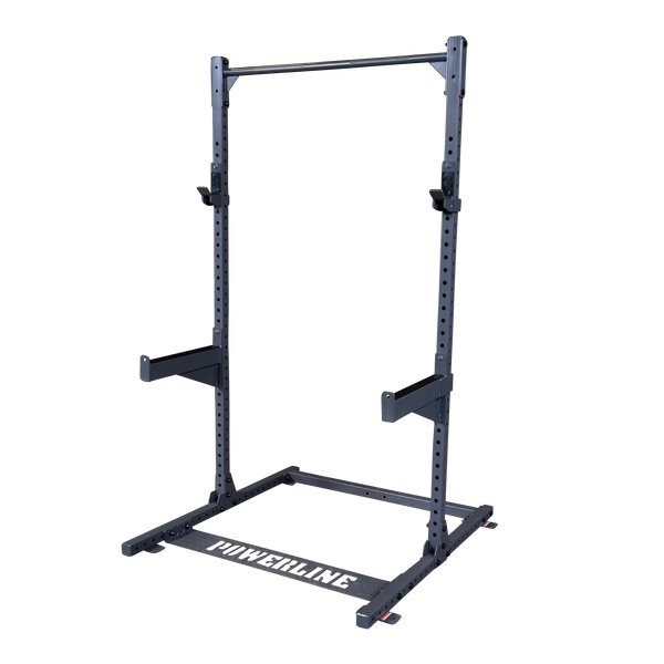 Front view slightly angled of the Powerline PPR500 Half Rack by Body-Solid for home gym use.