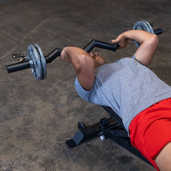 Overhead Seated Tricep Extension With Cambered Bar Skull Crushers