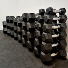 Load image into Gallery viewer, ISF Rubber Hex Dumbbells Black 5-100 LB Set Black