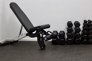 ISF Rubber Hex Dumbbells + Weight Bench Package