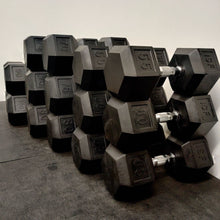 Load image into Gallery viewer, ISF Rubber Hex Dumbbells 55-100 LB Set Black
