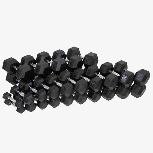 ISF Rubber Hex Dumbbells Best Dumbbells Black 5-100