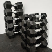 Load image into Gallery viewer, ISF 5-50 LB Rubber Hex Dumbbells Set Black